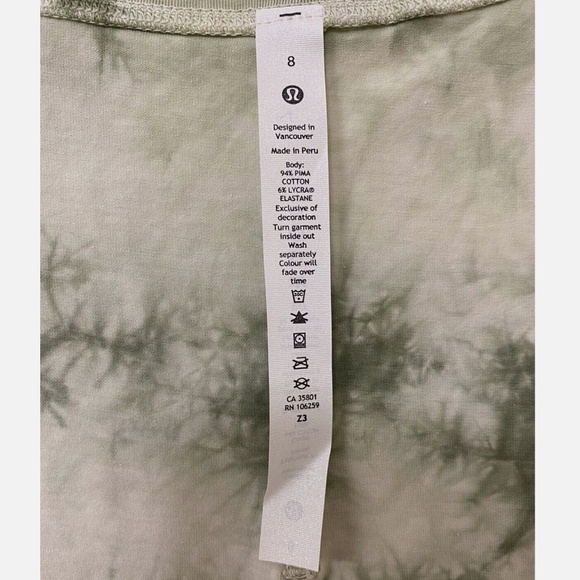 NWT LULULEMON LA ALL YOURS CUT-OUT SHORT SLEEVE CAMO WASH WILLOW GREEN - SIZE 8 - Picture 4 of 5